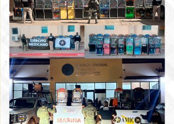 AMIC-DEFENSA-SEMAR-GN aseguran 41 máquinas tragamonedas en Cajeme, Hermosillo y Guaymas