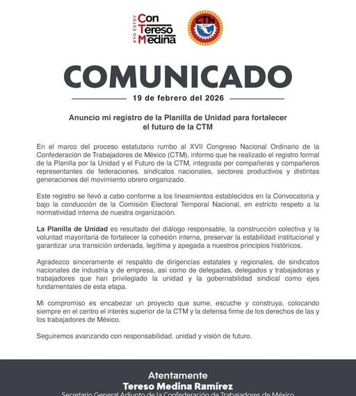 Parten de Sonora a México contingentes a elección de CTM; habrá una sola planilla