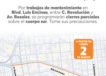 Dará Gobierno de Hermosillo mantenimiento en tramo de bulevar Luis Encinas entre Rosales y Revolución
