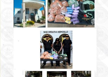 FGJES desarticula célula de abastecimiento y distribución de drogas en Hermosillo; asegura a cinco personas, armamento y miles de dosis