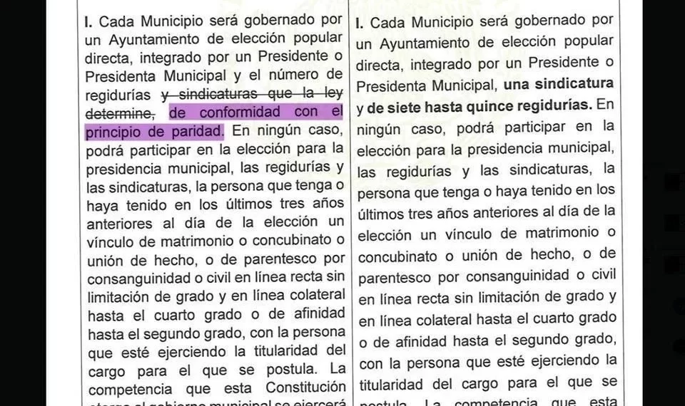 Recorta Plan B Ayuntamientos y elimina paridad de género