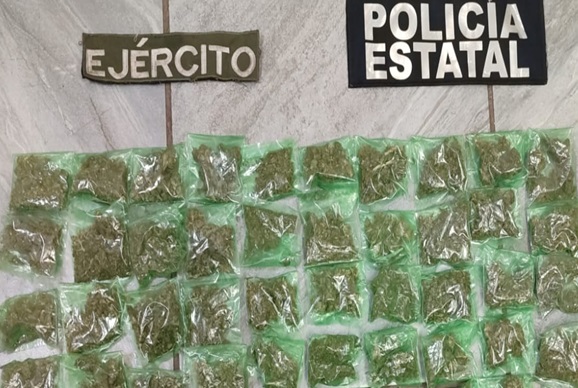 Acciones de combate al delito de la Policía Estatal y Defensa incautan narcótico en Caborca