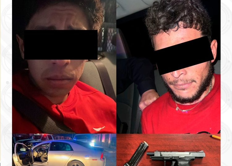FGJES detiene a dos sujetos en posesión de vehículo con reporte de robo, arma de fuego y droga, tras agresión a autoridades en Magdalena de Kino