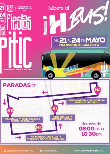 Ofrecerá H Bus traslados gratuitos durante las Fiestas del Pitic 2026