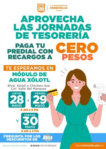 Invita Tesorería Municipal a aprovechar las jornadas para pagar predial con recargos a cero pesos