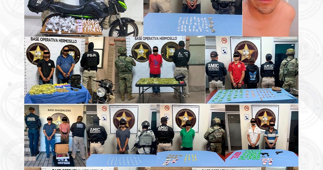 FGJES ejecuta diversos cateos; asegura drogas y armas en Hermosillo, Cajeme, Navojoa y Magdalena de Kino