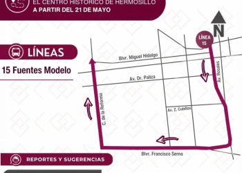 Gobierno de Sonora informa desvíos temporales en líneas de transporte urbano en Hermosillo