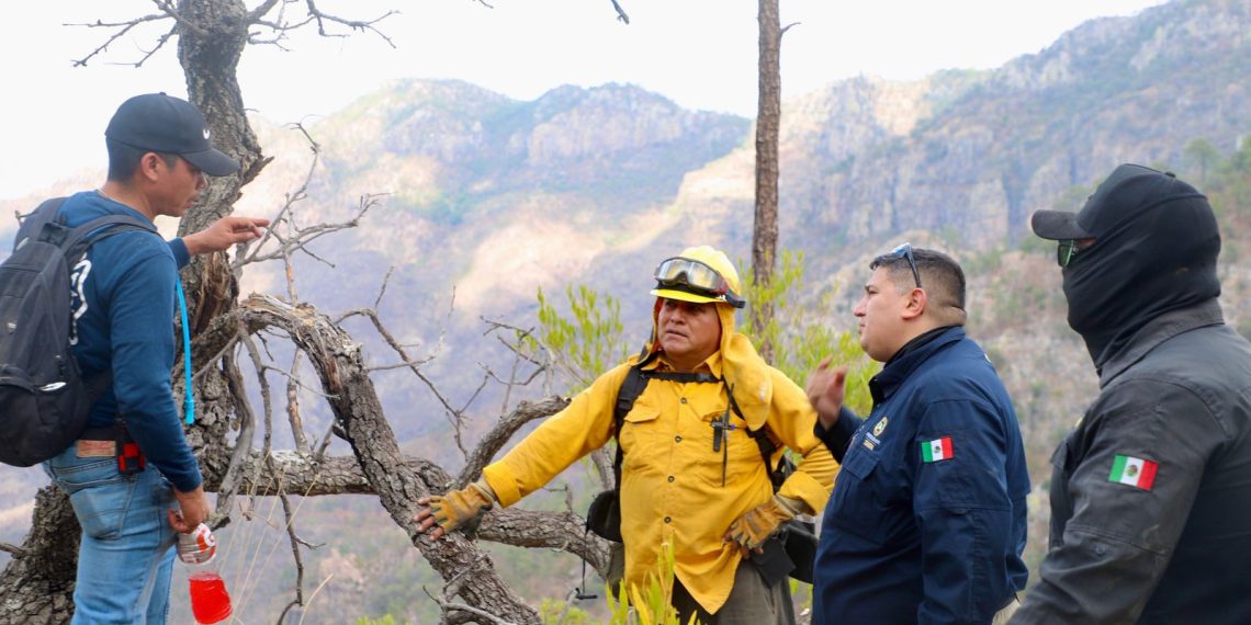 Protección Civil Sonora y autoridades de los tres niveles de gobierno atienden incendio forestal en Álamos