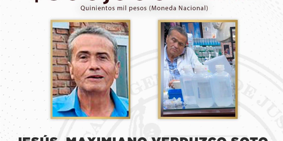 Ofrece Fiscalía hasta medio millón de pesos por la captura del doctor Jesús Maximiano Verduzco Soto