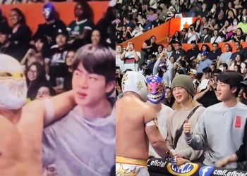BTS se vuelve loco con la lucha libre: Místico los sorprende con chamarra dedicada y abrazo en Arena México