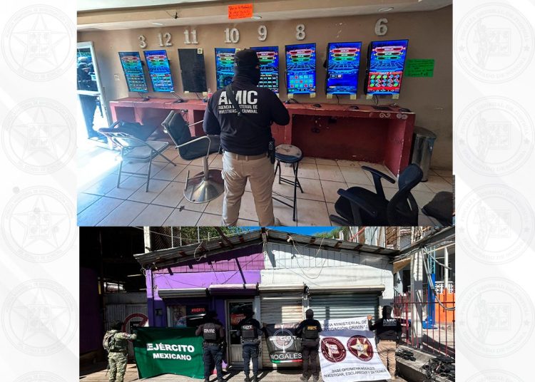 FGJES ejecuta cateo y asegura pantallas de juegos de azar en Nogales