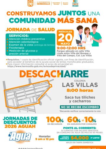 Invitan Gobierno de Hermosillo a Jornada de Salud y descacharre en el sector de Las Villas