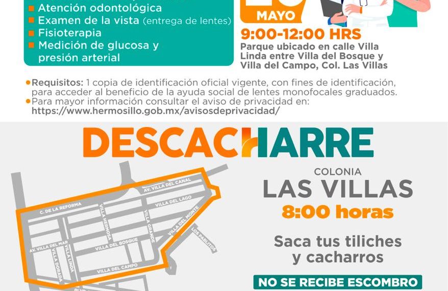 Invitan Gobierno de Hermosillo a Jornada de Salud y descacharre en el sector de Las Villas