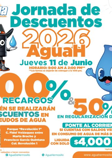 Lleva Agua de Hermosillo jornada de descuento este jueves 11 a la Revolución 1