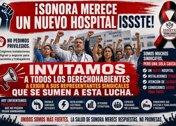 Trabajadores en contra del sindicato del ISSSTE en Sonora