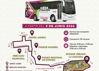 Gobierno de Sonora impulsa nueva línea de transporte gratuita hacia el Bosque Urbano La Sauceda