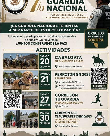 Invita Guardia Nacional a celebrar su 7.º aniversario en Sonora