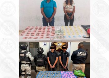 Operativos conjuntos en Cajeme y Nogales dejan cuatro detenidos, narcóticos y un arma de fuego asegurados