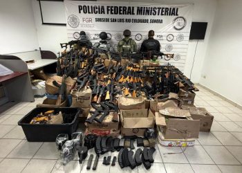 Asegura Mesa Estatal de Seguridad arsenal de alto poder en San Luis Rio Colorado