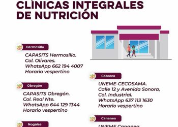 Invita Salud Sonora a aprovechar los servicios gratuitos de las Clínicas Integrales de Nutrición