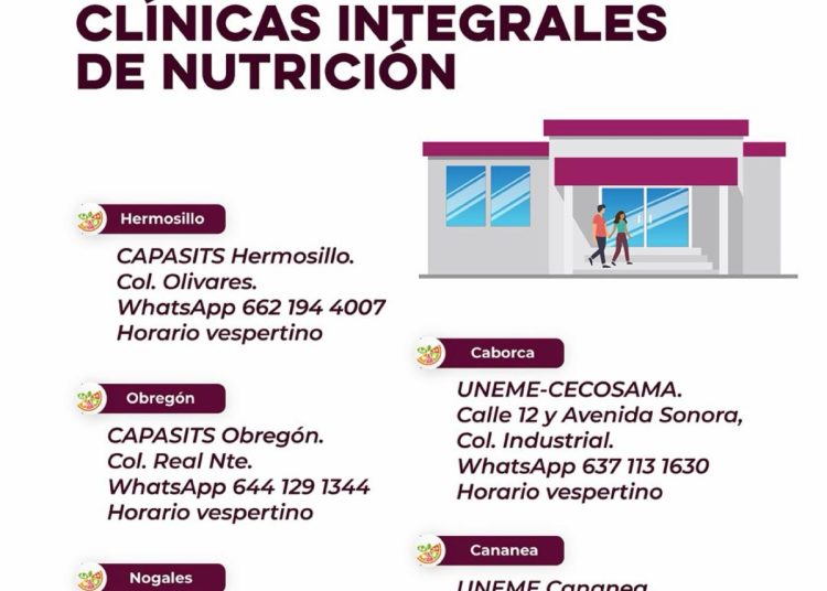 Invita Salud Sonora a aprovechar los servicios gratuitos de las Clínicas Integrales de Nutrición