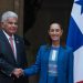 Sheinbaum recibe en Palacio Nacional al presidente de Panamá
