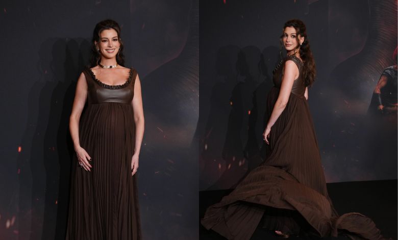 Anne Hathaway presume su embarazo en la alfombra roja