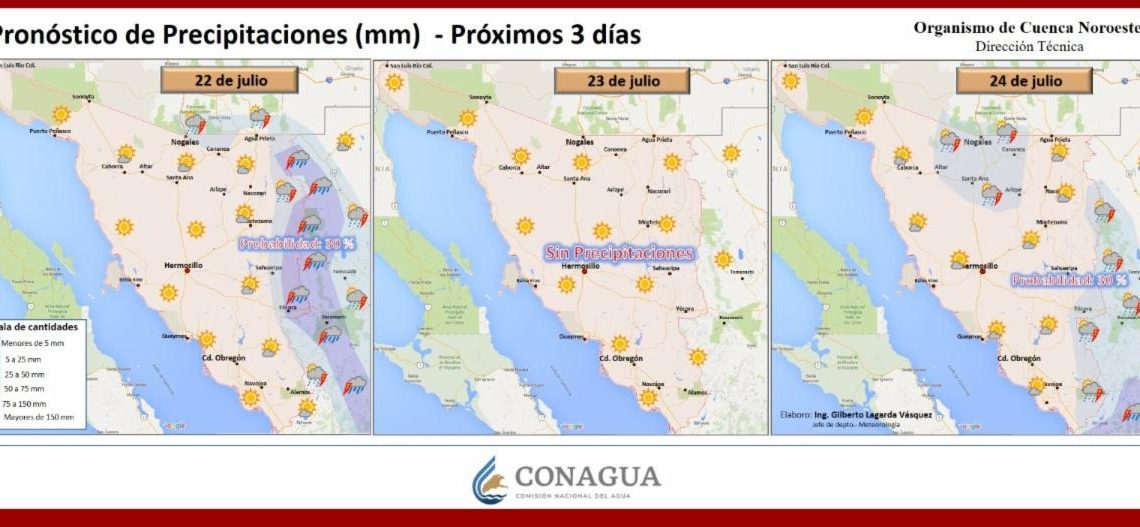 CEPC pronostica lluvias vespertinas en la sierra y noreste de Sonora