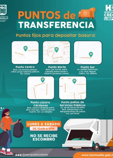 Mantendrá abierto Gobierno de Hermosillo los cinco puntos fijos para depositar basura