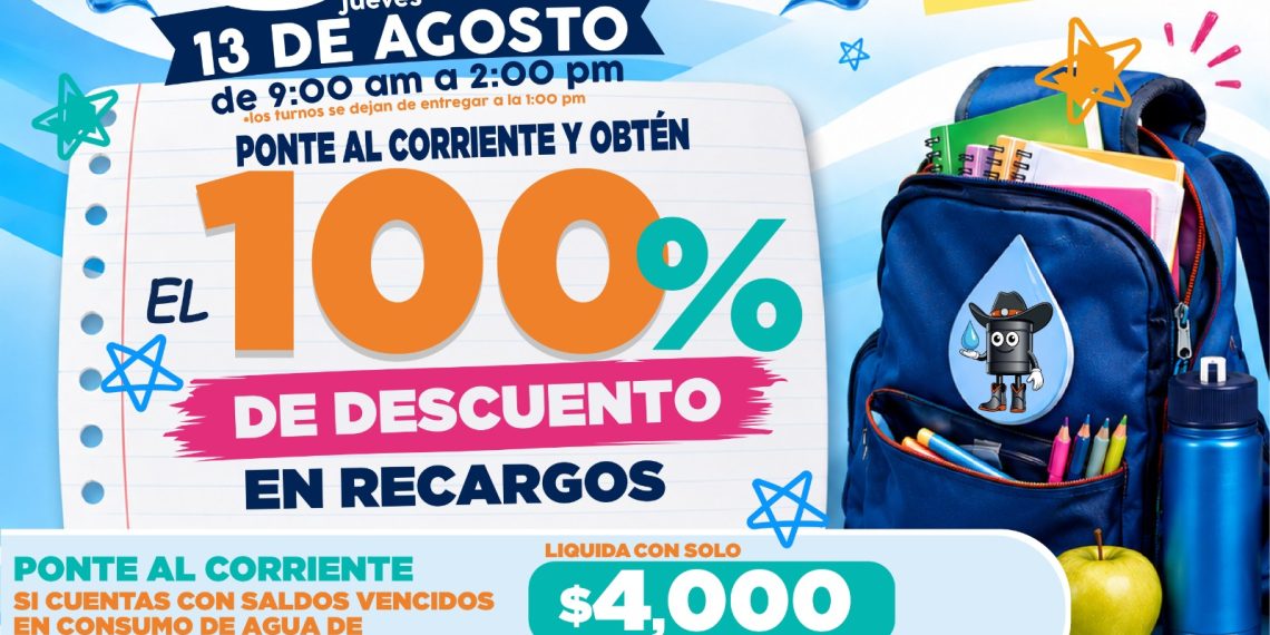 Ofrece Agua de Hermosillo jornada de descuentos del 100% en recargos este jueves