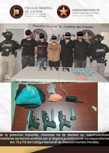 AMIC captura a cinco personas por posesión de armas de fuego y droga; uno cuenta con ocho órdenes de aprehensión en Hermosillo