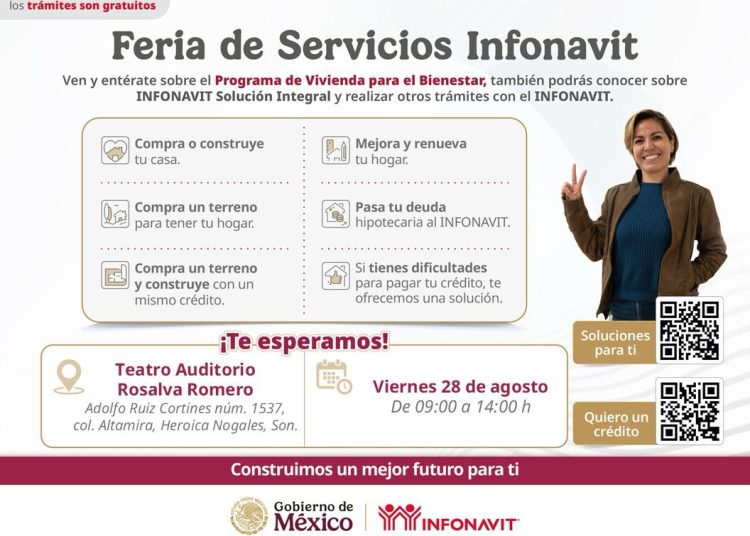 INFONAVIT celebrará “Feria de Servicios” en Nogales Sonora mañana viernes 28 de agosto.