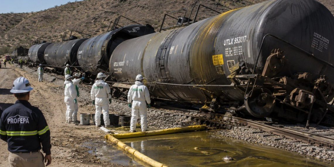 Ferromex asegura que atiende exigencias ambientales tras descarrilamiento y derrame en Sonora