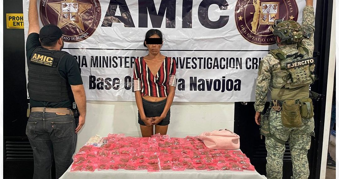 Capturan AMIC y DEFENSA a mujer con marihuana en Navojoa