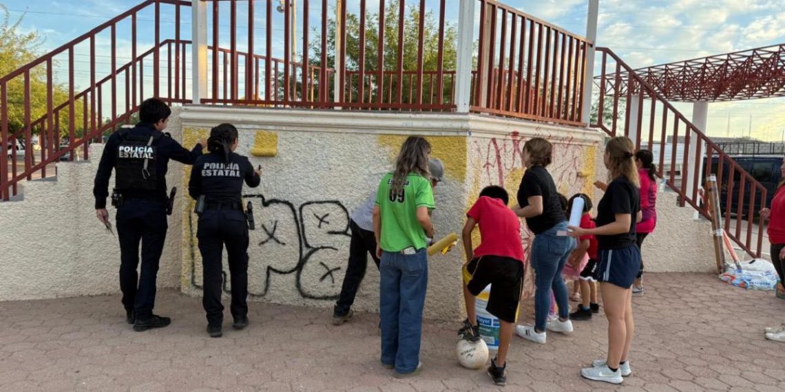 Suma Secretaría de Seguridad a ciudadanos en la recuperación de espacios públicos en Caborca