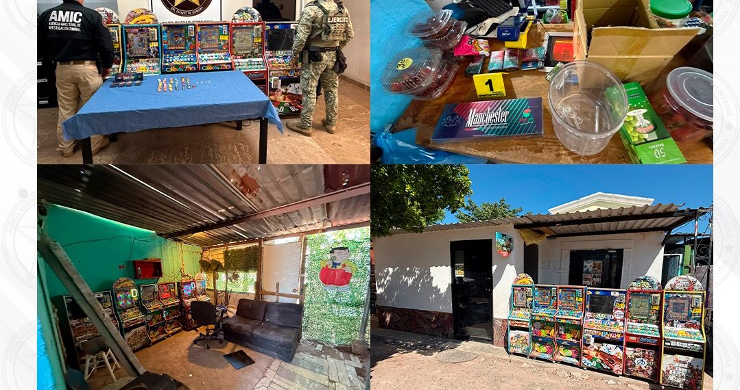 Aseguran AMIC y DEFENSA seis máquinas tragamonedas durante cateo en Cajeme
