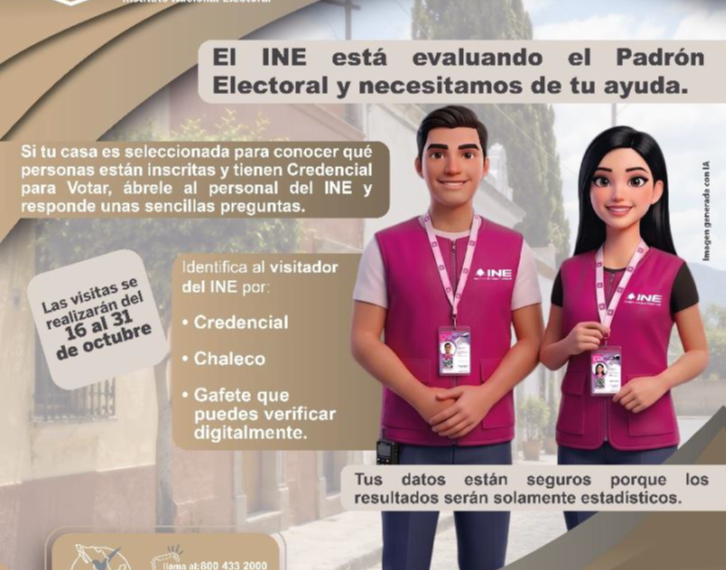 Realizará INE Sonora Verificación Nacional Muestral 2026 en el estado
