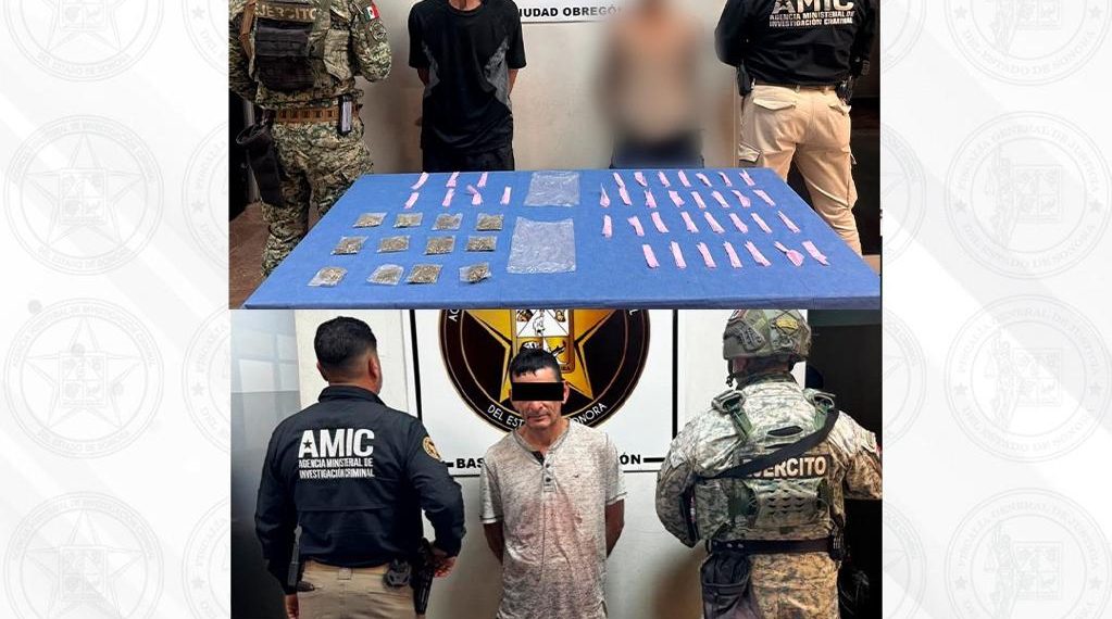 Operativos AMIC-DEFENSA en Cajeme dejan tres detenidos y 74 envoltorios con narcótico asegurados