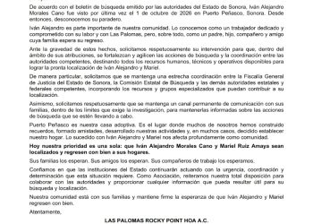 Exigen acción urgente para localizar a dos personas desaparecidas en Puerto Peñasco