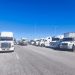 Transportistas se manifiestan en la caseta a Nogales en Hermosillo este lunes por la inseguridad en las carreteras